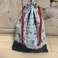 ハンドメイド⭐︎キャラクター柄体操服袋 水色