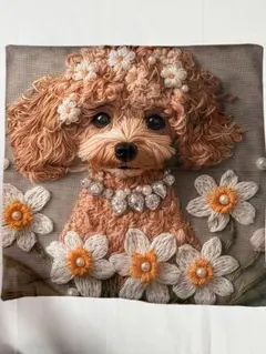 トイプードルプリントクッションカバー〔新品未使用〕