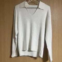 ユニクロ　ウォッシャブルニットリブポロセーター　L