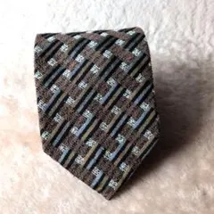 美品】Brioni ブリオーニ ネクタイ 小紋柄 幾何学 ネイビー シルク