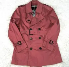 バーバリーブラックレーベル レッド トレンチコート ミドル丈 メンズ(M)