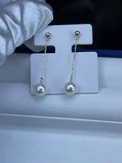 新品未使用ako yaパールハート型のチェーンピアス全体k18 刻印有 新品未使用ako yaパールハート型のチェーンピアス全体k18 刻印有