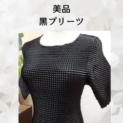 美品　黒プリーツカットソーのサムネイル