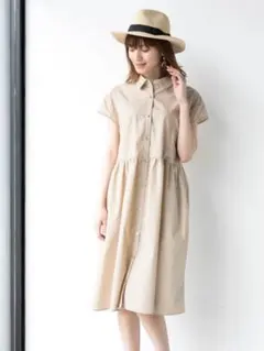 koe ウエスト切替シャツワンピース　ベージュ⭐︎
