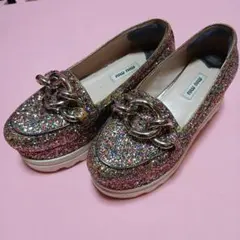 MIU MIU グリッター 厚底 ローファーのサムネイル