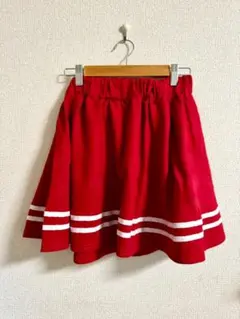 スピンズ　フレア スカート M　ホワイトライン　赤