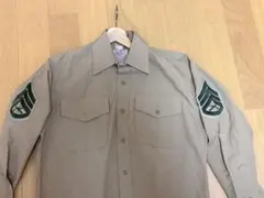 USMC ミリタリーシャツ Creighton USA製 ウール混 ワッペン付き