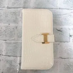 そ　らくらくスマートフォン F-52Bケース手帳型 ミラー　レザー　ツヤ　白