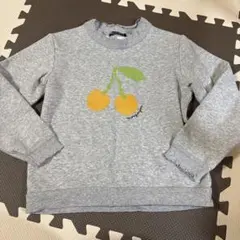 moujonjon 裏起毛トレーナー　130 さくらんぼ　フリル袖襟