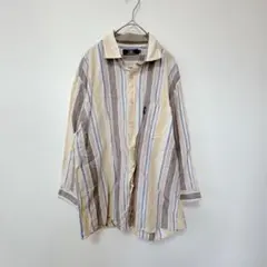 ビッププレイボーイコレクション【LL】長袖シャツ/ストライプ柄 綿 麻 春秋