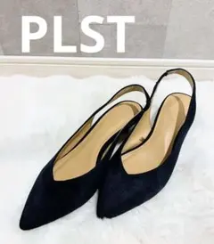 ★美品★PLST ネイビー　スエード風 ミュールパンプス　23.5cm