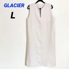 GLACIER キーネック ロングワンピース グレージュ L