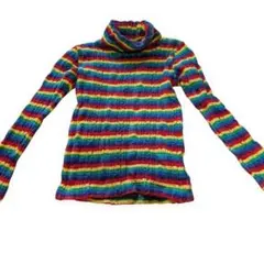 SUPER BOO レインボー ボーダー タートルネック ニット風 120cm