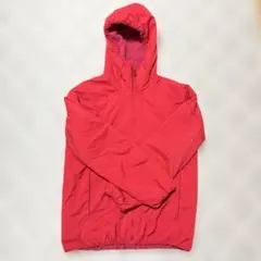 赤 フード付き ブロックテックパーカー