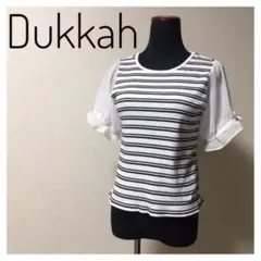 【美品】Dukkah デュカ トップス ボーダー サマーニット 白 ホワイトのサムネイル