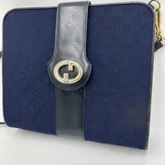 OLD GUCCI】ショルダーバッグ シェリーライン インターロッキ ネイビー