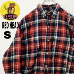 usa古着 RedHead ネルシャツ　S レッド　ネイビー　チェック