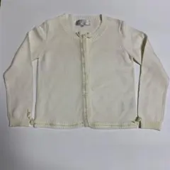 プティフルール リボン付きクリーム色カーディガン 120