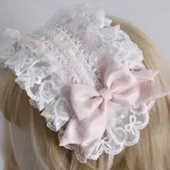 レース　リボン ヘッドドレス　ロリータ　ピンク コスプレ　可愛い アイドル 新品