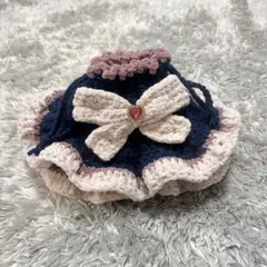 ハンドメイド　かぎ編み　編み物 巾着 ポーチ　平成女児 リボン