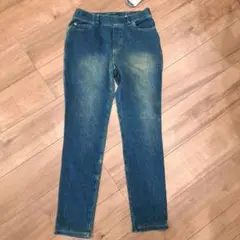 マ*ー様 新品未使用　ストレートデニム 青 ゴムウエスト　ストレッチ素材