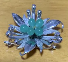 り*お様 ヴィンテージ 花モチーフ シルバー刻印 ブローチ 繊細 重厚