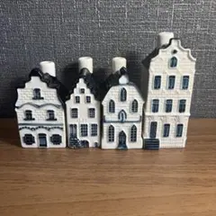 オランダ航空★陶器製★ミニチュア・デルフト・ブルーハウス★8点セット KLMオランダ航空 創業106年記念 106番目の「ミニチュア デルフト