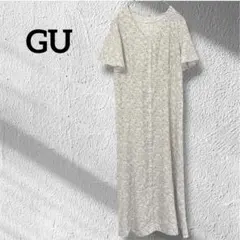 GU フラワープリント フロントボタン ワンピース 【L】 小花柄 ベージュ