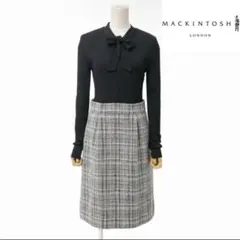 【美品】マッキントッシュロンドン ボウタイニット＆上質ツイードスカート セットのサムネイル