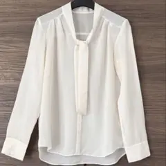 INDIVI ボウタイシフォンブラウス