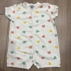 【プチバトー】ハート柄ロンパース 半袖 12m74cm
