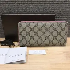美品 GUCCI GGスプリーム ラウンドファスナー長財布 307982