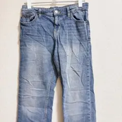ライトブルー ストレート デニム パンツ ストレッチ【S～M】