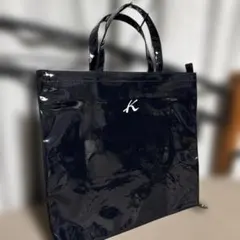 KITAMURA トートバッグ ハンドバッグ エナメル A4可 ネイビー