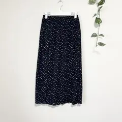 【美品】【ショコラフィネローブ】ドット柄ロングスカート　薄手　マキシ丈