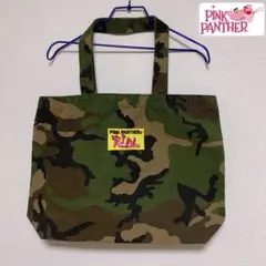 ピンクパンサー 大きめトートバッグ ワッペン刺繍 迷彩柄のサムネイル