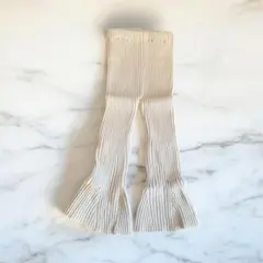 フレアパンツ キッズ ボトムス リブフレア 長ズボン ホワイト　90-100