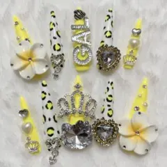 キッズネイル　スーパーロング　KOGYARU コギャルネイル　ネオンイエロー