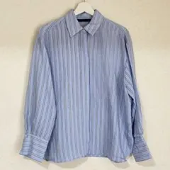 【美品】ZARA ビーズ付き　ストライプオーバーサイズシャツ Mサイズのサムネイル