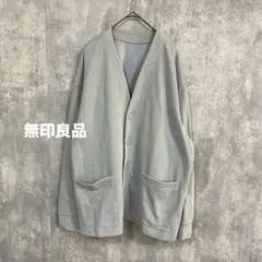 無印良品 MUJI 二重編み Vネックカーディガン ライトブルー　Mサイズのサムネイル