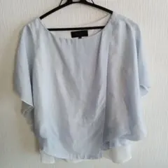 UNTITLED 半袖ストライプトップス サイズ2　薄いブルー