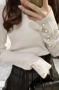 クルーネック袖ボタンリブニットトップス[k9274f] GRL グレイル