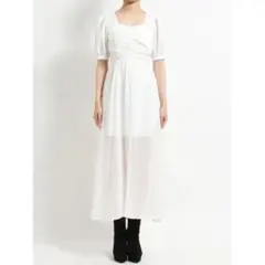 ①RESEXXY チュールレイヤード ミニワンピ 白 大人ガーリー 細見え 脚長