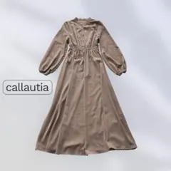 callautia ワンピース　ロング　フレア　シフォン　バンドカラー　モカ