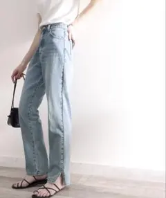 ライトブルー ハイウエスト デニム