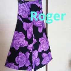 ロジャーの社交ダンス ウェア 紫バラ柄ワイドパンツ