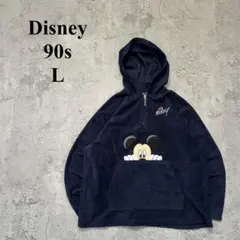 90s【Disney】ディズニー（L）フリースパーカー＊ミッキー＊ハーフジップ