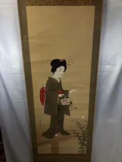 美人画、裸婦、6F、山本英二、浴衣、肉筆、真作、額縁は付きません