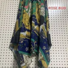 ROSE BUD ローズバット　スカーフプリント　ロングスカート