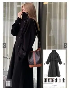 GRL 襟3Wayベルト付きフェイクウールトレンチコート［ze783］